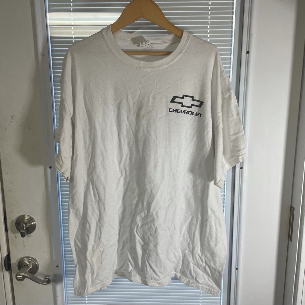 Vintage Chevrolet T Shirt XL White Chevy Logo Car Cotton Short Sleeve